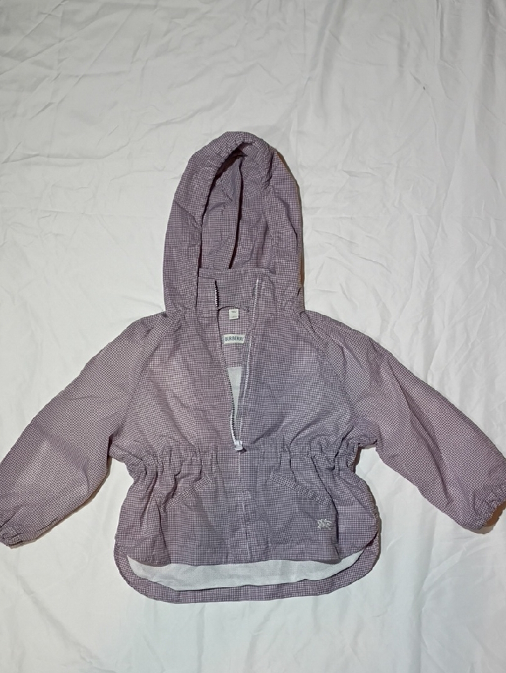 Burberry Light Lavender Grid Hooded Pullover Jacket